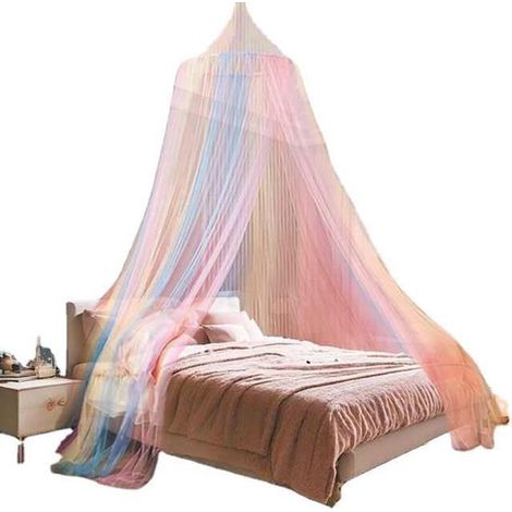 Zanzariera arcobaleno per camerette, 60x250x1250 cm, in poliestere traspirante, repellente per zanzare, tenda da fiaba, camera da bambina, baldacchino per letto. (1/4)