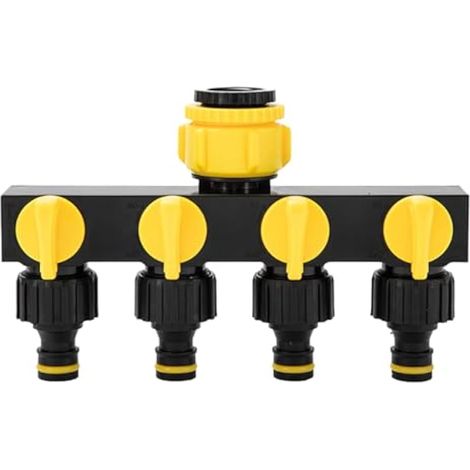 Diviseur de tuyau 4 voies avec vanne indépendante, 1/2 et 3/4 pouce – Adaptateur distributeur de jardin Bifurger pour arrosage domestique (1/5)