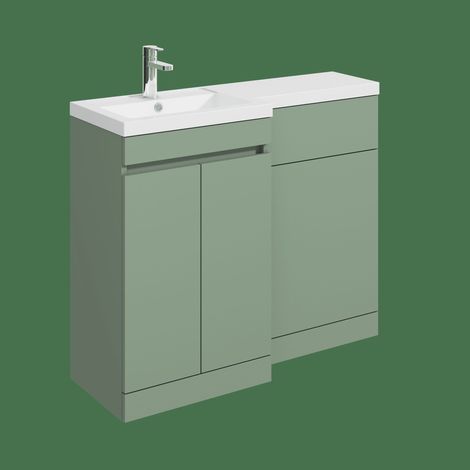 Balterley Tean 1000mm Floor Standing Compact Unit with Left Hand Polymarble Basin - Green