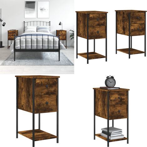 Tables de chevet 2 pcs chêne fumé 32x42x70 cm bois d'ingénierie - Table De Chevet - Meuble De Chambre - Armoire De Chevet - Commode - Mobilier - Home & Living