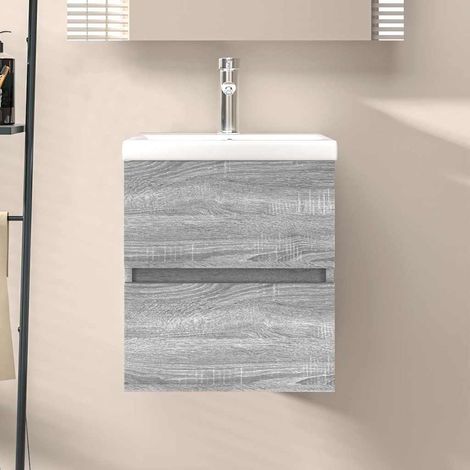 Meuble sous lavabo - Armoire de lavabo Style Contemporain Sonoma gris 41x38,5x45 cm Bois d'ingénierie BV597116 - BonneVie (1/5)