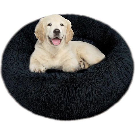 Panier apaisant lavable de taille moyenne pour chien, en fausse fourrure douce en forme de donut avec rebord surélevé pour soulager l'anxiété, panier chaud et confortable pour animaux de compagnie (1/4)
