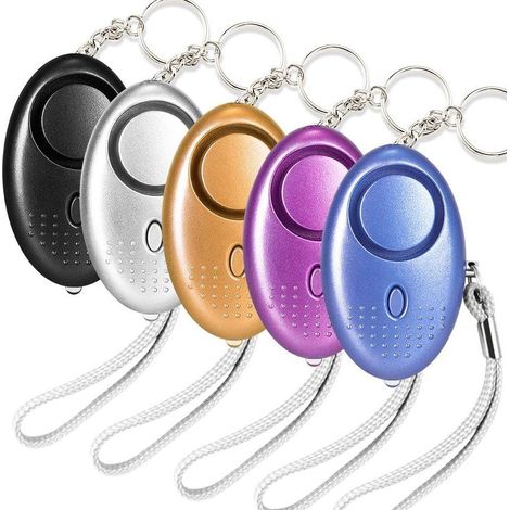 Alarme d'urgence personnelle, lot de 5 alarmes de sécurité Scream Safesound 120 dB avec porte-clés, lampe torche anti-agression et lumière LED pour femmes, enfants et personnes âgées. (1/5)