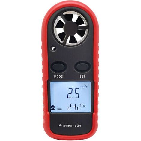 Jauge de compteur de vitesse du vent portable anémomètre, anémomètre de température de l'air numérique thermomètre de compteur de vitesse du vent vélomètre CVC (1/5)