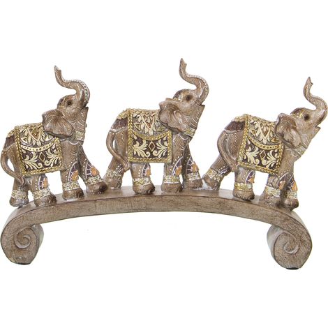 Harz Figur 3 Goldene Elefanten 26x5x16cmpour Alle Stile, um zu Hause eine Note zu verleihen (1/4)