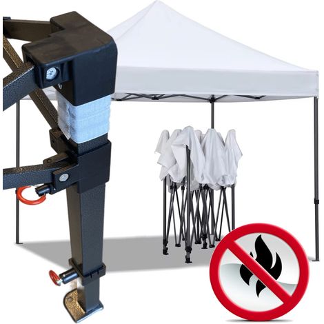 Gazebo 3x3m bianco certificato IGNIFUGO SENZA laterali pieghevole portatile estendibile richiudibile estensibile acciaio per fiere eventi stand chiosco tenda tendone mercato mercatino (1/5)