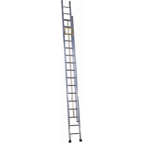 Centaure – Échelle coulissante 2 plans incendie et secours 6m10 – Charge maximale 200kg – Barreaux aluminium – Verrouillage parachute acier (1/8)
