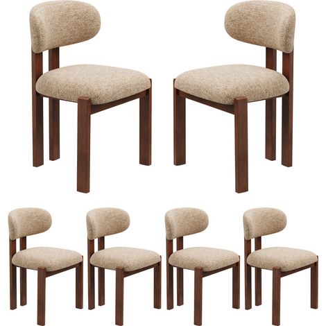 COLAMY Lot de 6 Chaises de Salle à Manger en Tissu Chenille Marron, Design Scandinave, Dossier Ergonomique 102°, Pieds en Bois Massif (1/5)