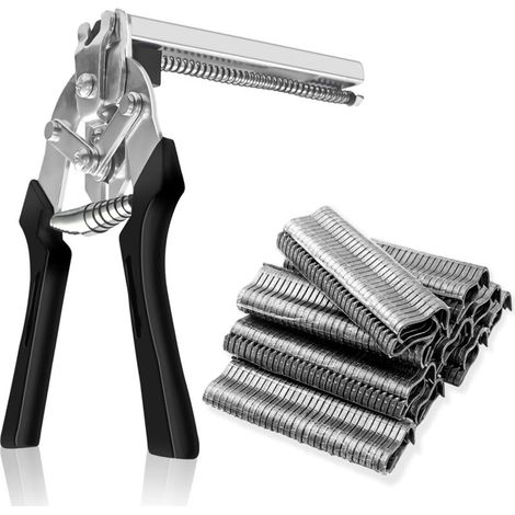Pince à Grillage et 600 Pcs M Clips Prince de Clôture Rapide Pincée Grillage pour Clôtures,Cages D'animaux,Fils de Fer,Porcheries,Travaux de Bricolage