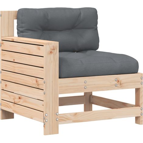 Canapé de jardin accoudoir avec coussin bois massif de pin (1/5)