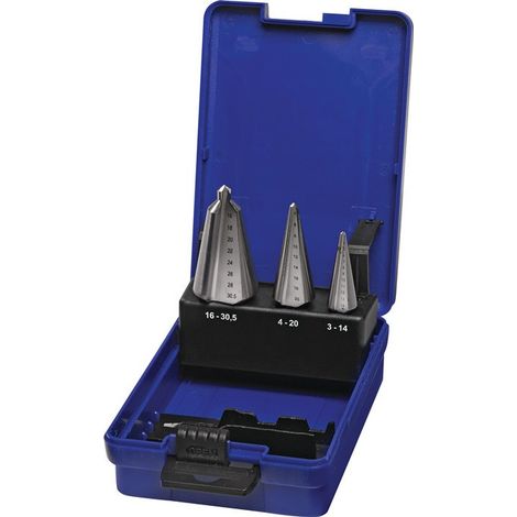 Set di punte coniche per lamiera 3-14 / 4-20 / 16-30,5 mm HSS in 3 parti Ku.-Kass.PROMAT