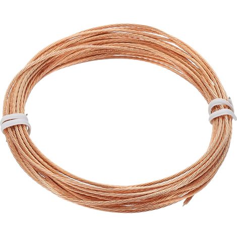 Fil mise à la terre en cuivre nu, 18 AWG 15 pieds Câbles en cuivre tressé solide Fil électronique Conducteur mise à la terre Fil métallique torsadé pour lampe Équipement électrique