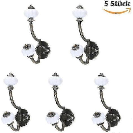 Patères murales rétro en céramique bronze, lot de 5, style champêtre (1/4)