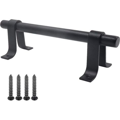 Poignée de Porte de Grange, Poignée de Porte en Acier au Carbone Solide Noir de 200 mm de Long, Poignées de Porte Coulissante pour Placard de Cuisine