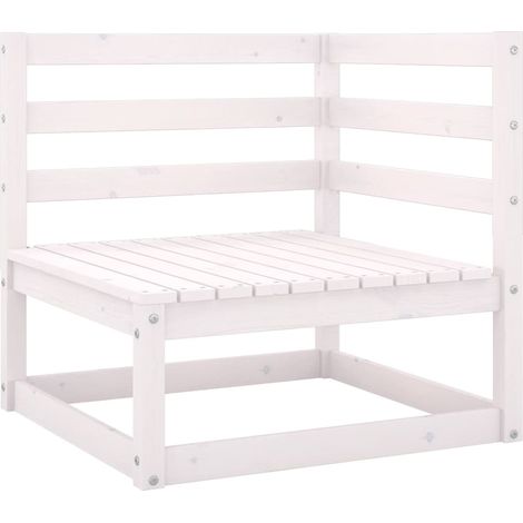 Canapé d'angle de jardin blanc bois de pin massif (1/5)
