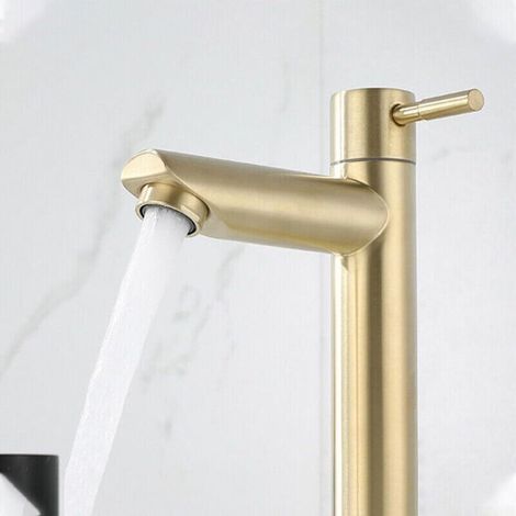 Retro washbasin tap – Gold brushed brass mixer tap, G1/2 connection, elegant and vintage finish