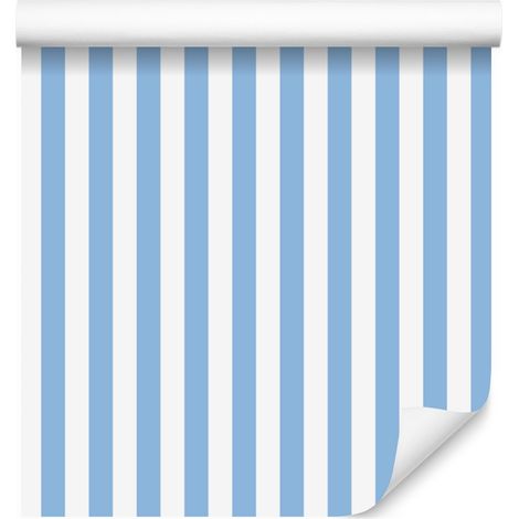 Azurblau-weiß gestreifte Tapete für Wohn- und Schlafzimmer, 50 x 1000 cm (1/5)