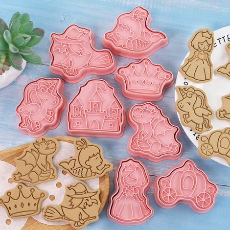Set mit 8 Dinosaurier-Obst-Gemüse-Keksformen, 3D-Backwerkzeug für dekorative Kekse und Kuchen, Märchen-Geschenkbox, wie abgebildet. (1/4)