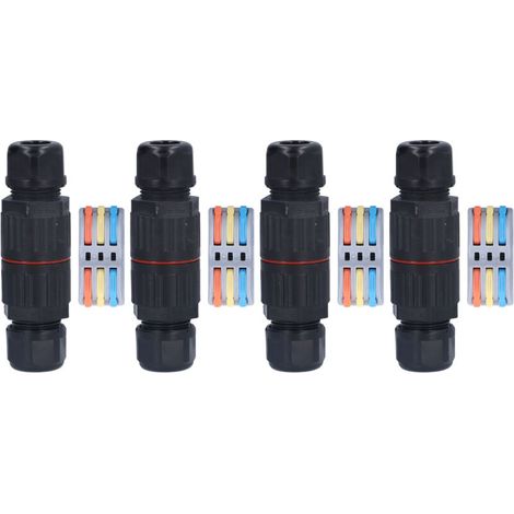 Lot de 4 boîtes de jonction étanches à passage direct pour câbles externes, 3 entrées, 3 sorties (1/5)