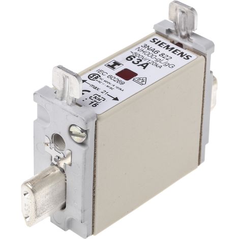 Fusible NH 63A Siemens NH000 500V c.a., gG ( Prix pour Paquet de 3 )