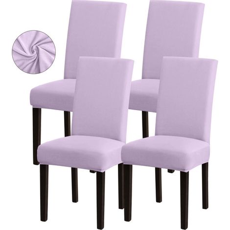 Stuhlhussen 4er Set Lila, Stretch Esszimmerstuhlbezug, abnehmbar & waschbar (1/5)