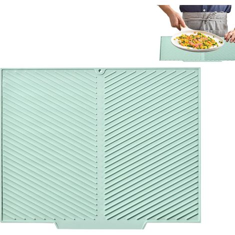 1 pièce - Tapis d'évacuation en silicone, les planches à découper et les plaques de cuisson - Facile à nettoyer - 42.533cm - Vert (1/5)