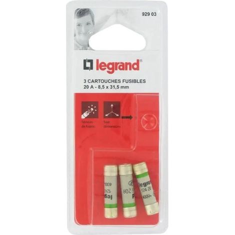 Legrand Cartucce a fusibile 20A con spia 8,5 x 31,5 mm