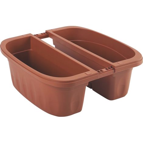 Bama FIORIERA RETTANGOLARE DOPPIA KLUNIA Col. Terracotta cm. 40x19,8x18,5 h (1/3)