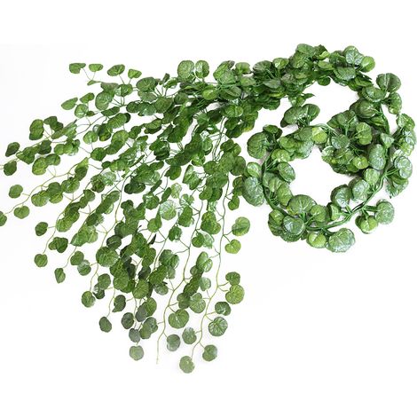 Guirlande Plante Artificielle Feuilles De Houx Rondes, 12 Pièces, 72 Feuilles, Taille 4-5.5 Cm, Longueur 2 Mètres, Décoration Intérieure Et Extérieure-KZQ (1/2)