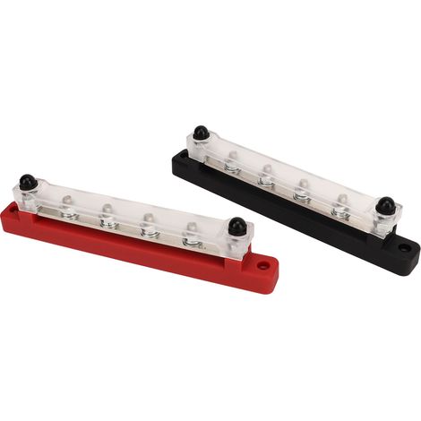 2 Pièces Bloc de Distribution d'Énergie DC12V‑48V 150A 6 Bornes M6 Barre Omnibus pour Batterie Voiture Camping-car Yacht Bateau Noir Rouge (1/5)