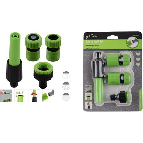 Kaela - Set 4 Pz Ugelli Tubo Lancia Raccordi Da 1/2" Connettore Irrigare Giardino 90015 - (1/3)