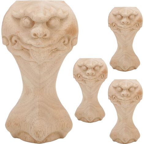 Pieds de meubles en bois massif sculpté, adaptés aux canapés, tables basses et meubles TV, durables, de design classique et faciles à installer. (1/5)