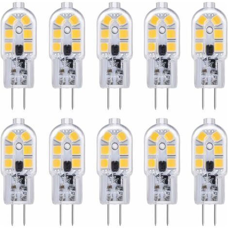 Ampoule LED G4 , Ampoule G4 LED 12V 2W Blanc Froid 6000K, 200LM, Équivalent Halogène G4 Bi-pin 10W 20W, LED Lampe G4 12V AC/DC pour Camping Car/Hotte Cuisine, non-dimmable, lot de 10,AAFGVC (1/5)