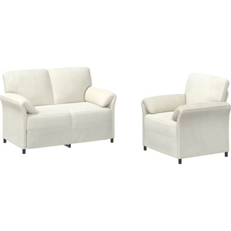 Sofa Set 2 stk. Creme Samt vidaXL