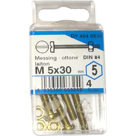 Viti per metallo testa cilindrica ottone M5 x 30 - 4 pz.