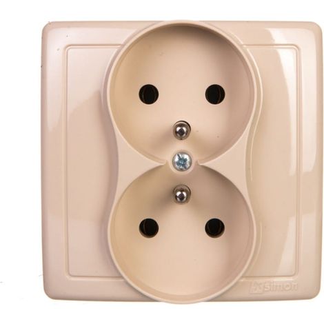 Simon Basic Doppelsteckdose mit/ohne Steckdose, komplett, beige BMGZ2/12
