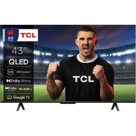 TCL – TV QLED 43" (109,2 cm) 4K Ultra HD – Smart TV Wifi – Luminosité 430 cd/m² – PPI 3400 – HDMI – Métallique