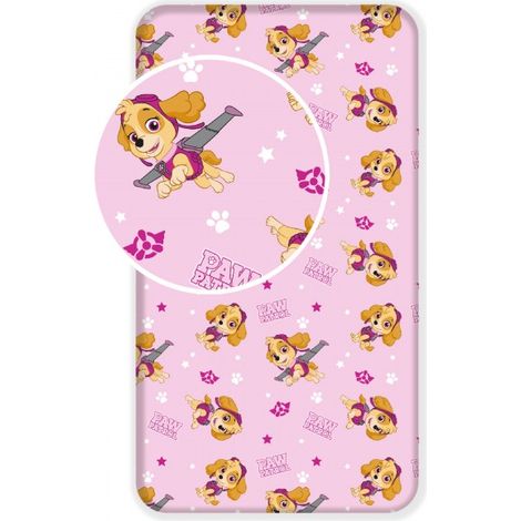 Drap en coton Pat'Patrouille - 90 x 200 + 25 cm - Rose - Livraison gratuite (1/2)