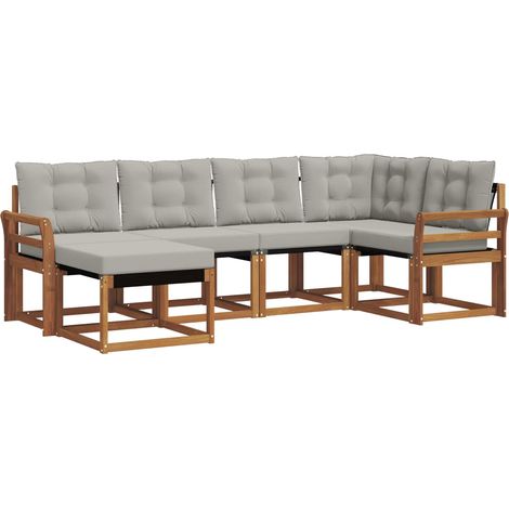 Conjunto de sofás de exterior 6 uds. Gris Natural y Claro vidaXL (1/5)