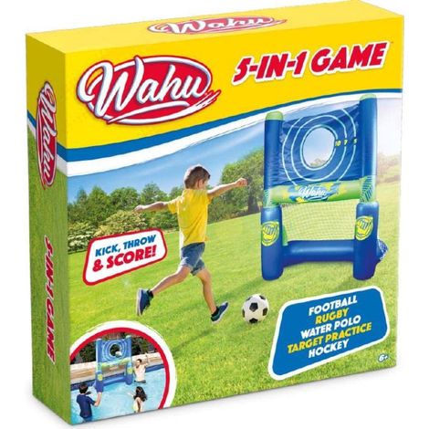 WAHU - 5 EN 1 GAMES - POUR JARDIN, PLAGE ET PISCINE - 6 + - NOMBRE DE JEUX - FOOTBALL - TIR À LA BERSAGE - BALLANUMINIUM - PALLA