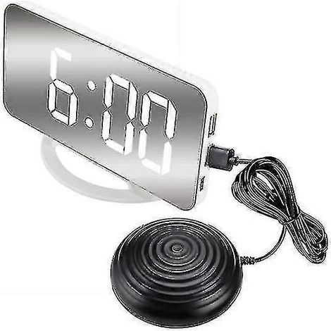 Le réveil-miroir numérique Kb-hy est un puissant réveil à vibration adapté aux personnes ayant le sommeil profond et aux adultes sourds.