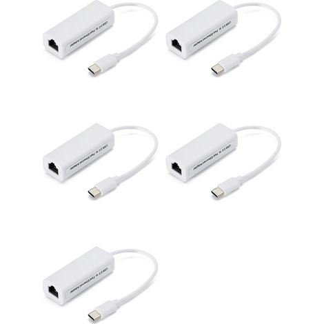 Lot de 5 Network carte USB Type-C pour Rj45 100M Driver-Free Network carte Convertisseur Network câble adaptateur Ethernet adaptateur (1/5)