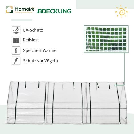 HOMAIRE Gewächshaus Stahl mit PE-Gitterfolie und 3 Rollfenstern pour Balkon et jardin