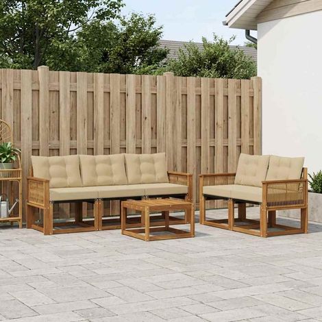 vidaXL Outdoor-Sofagarnitur mit Kissen 6 pcs Natur und Beige (1/5)