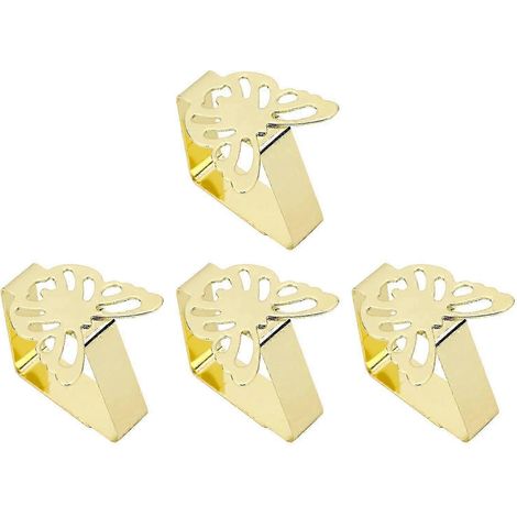 Lot de 4 pinces à nappe robustes pour table de pique-nique, idéales pour la cuisine et la salle à manger.-butterfly gold (1/5)