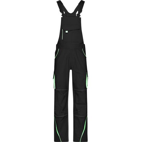 James & Nicholson Funktionelle Latzhose JN848 Gr. 48 black/lime-green (1/4)