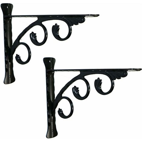 Fei Yu 2 pièces Support Equerre D'étagere en Fer Forgé Équerres Murale,Support pour Quincaillerie Flottante,pour Déco Salon, Chambre, Salle de Bain (1/5)