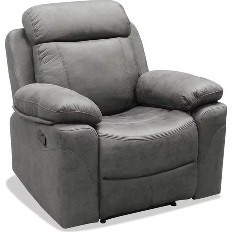 Sillón relax manual Málaga tapizado en tela gris, 101cm(alto) 100cm(ancho) 90cm(fondo) (1/3)