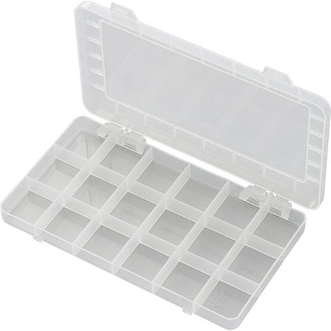 TRU COMPONENTS PP18-01 Sortimentskasten (L x B x H) 195 x 100 x 13 mm Anzahl Fächer: 18 feste Untert