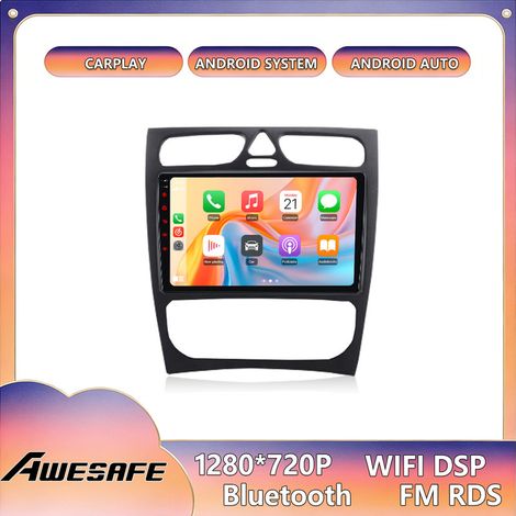 AWESAFE 4G Android 13 Autoradio 4GB+64GB für Benz C-CLK Klasse (2000–2005) 9" Touchscreen mit CarPlay GPS Bluetooth Android Auto
